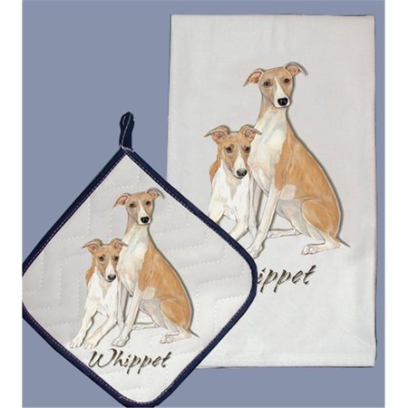 PIPSQUEAK PRODUCTIONS Dish Towel and Pot Holder Set - Whippet PI392881